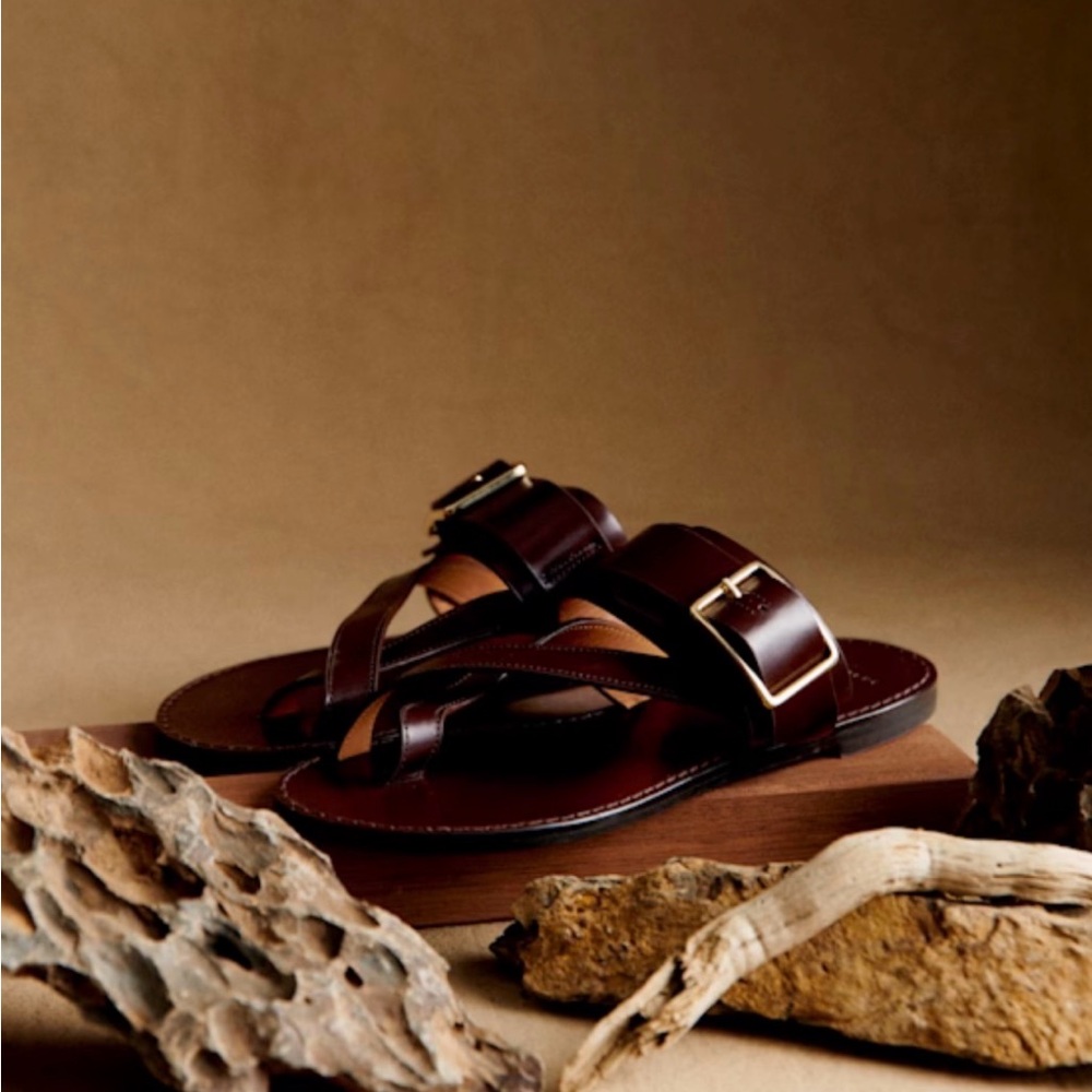 Sezane Dark Brown Leather Sandals